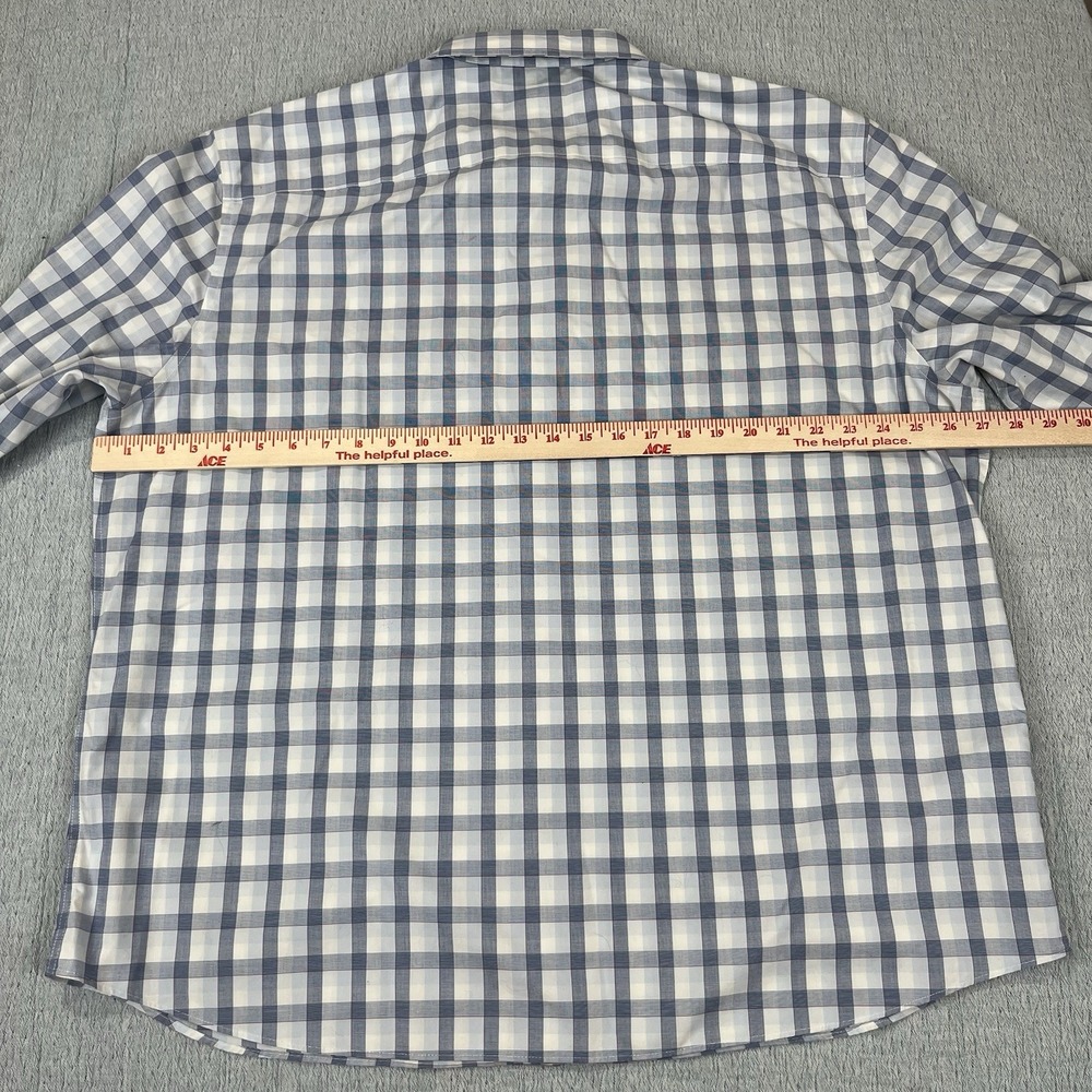 🇺🇲 Untuckit Mens 100% Cotton Wrinkle Free Shirt 3XL Blue White Plaid - Picture 5 of 8